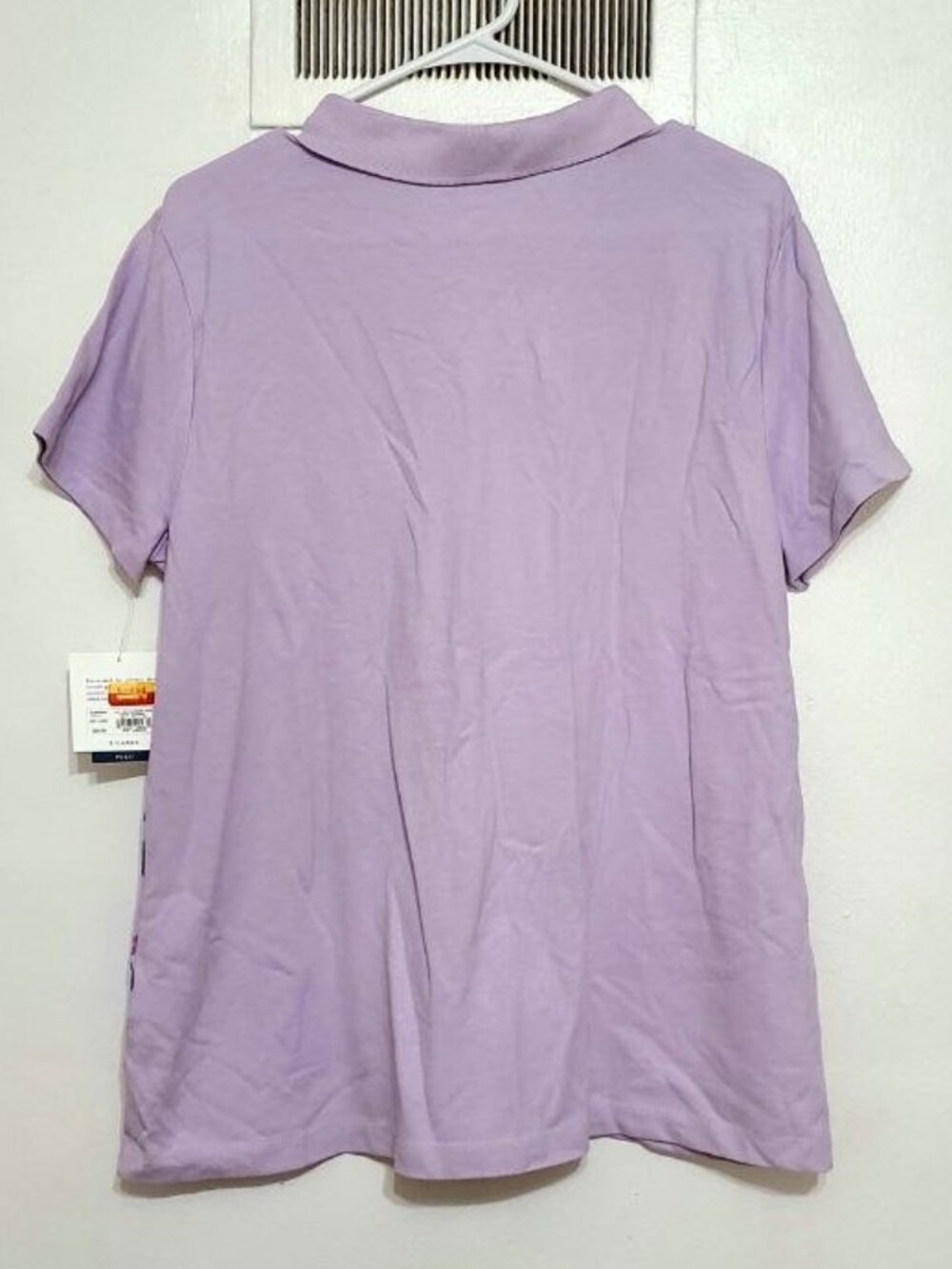 Lavender Floral Button‑Front Polo Tee - Picture 3 of 5
